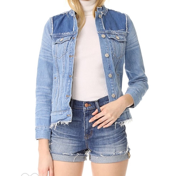 collarless jean jacket